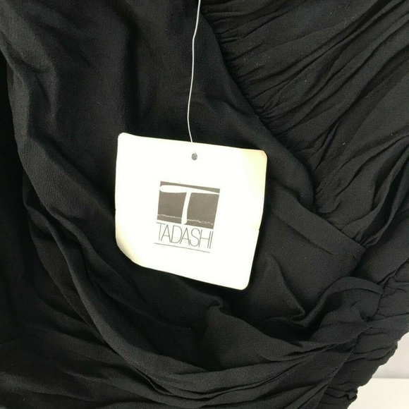 New Tadashi Silk Black Dress Rouched Sleeveless - Picture 8 of 8